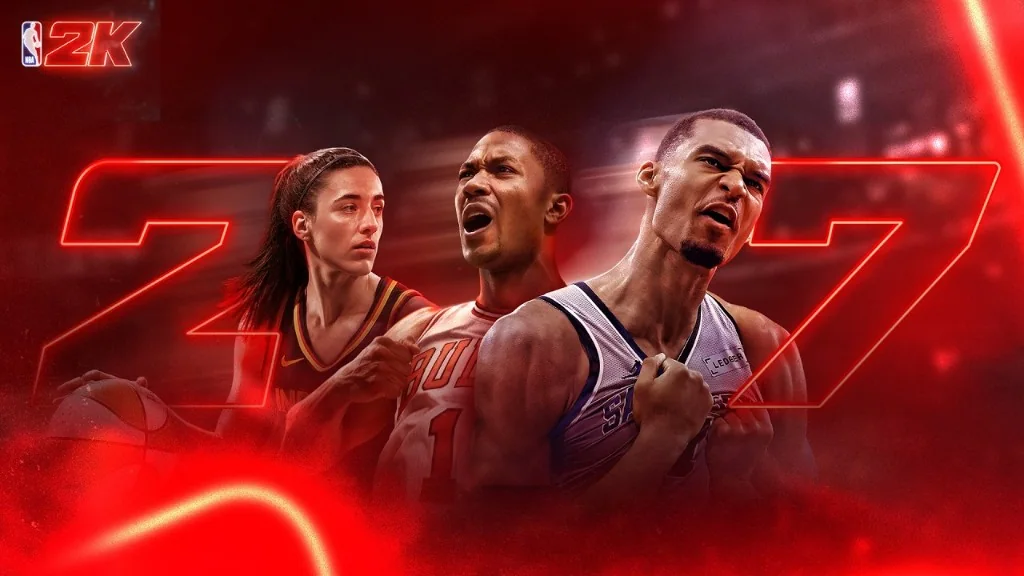NBA 2K27 promotional banner with players in arena lighting and the 2K27 title treatment.